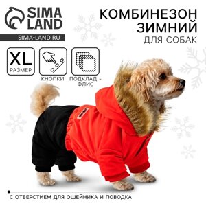 Комбинезон для собак зимний «Тёплая зима», красно-чёрный, размер XL, одежда