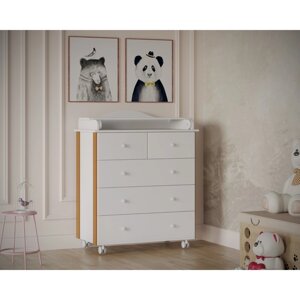 Комод пеленальный детский ИНКАНТО NUVOLLA LUX 800/5, 84х45х1107 см., 5 ящиков, белый/бук