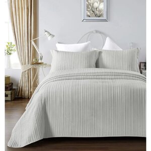 Комплект Arya Home Waves, покрывало 250x260 см, чехол для подушки 50x70 см - 2 шт, цвет серый