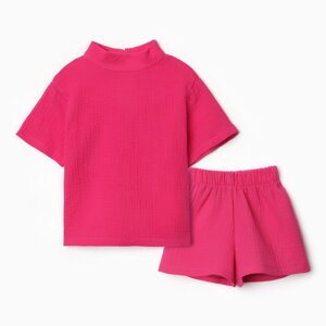 Комплект (блузка и шорты) для девочки MINAKU, цвет фуксия, рост 122 см