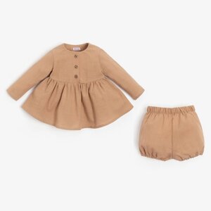 Комплект для девочки (туника, шорты) MINAKU цвет бежевый, рост 68-74 см