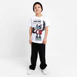 Комплект для мальчика (футболка, брюки) KAFTAN "Hype", рост 158-164, цвет белый/чёрный
