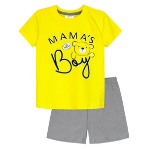 Комплект для мальчика (футболка/шорты), цвет жёлтый/серый, рост 92 см