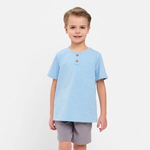 Комплект для мальчика (футболка, шорты) MINAKU цвет св-голубой/серый, рост 110
