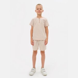Комплект для мальчика (рубашка, шорты) MINAKU: Cotton Collection цвет бежевый, рост 146