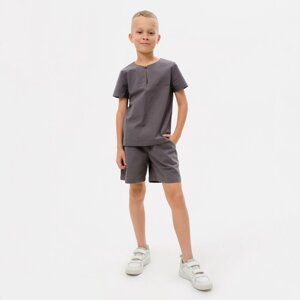 Комплект для мальчика (рубашка, шорты) MINAKU: Cotton Collection цвет серый, рост 152