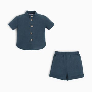 Комплект для мальчика (рубашка, шорты) MINAKU цвет темно-синий, рост 80-86
