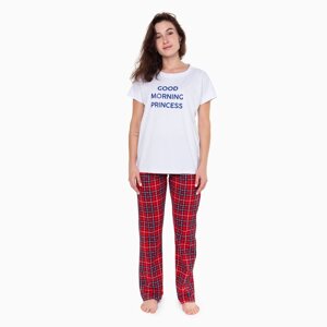 Комплект домашний женский «GOOD MORNING»футболка/брюки), цвет белый/красный, размер 44