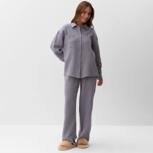 Комплект домашний женский (рубашка, брюки) KAFTAN Basic размер 52-54, серый