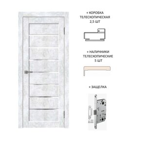 Комплект двери Санторини Бетон белый с зарезкой под замок 2000x600