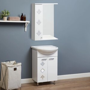 Комплект мебели для ванной комнаты "Квадро 55"тумба с раковиной + зеркало-шкаф