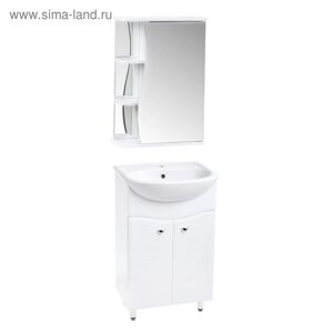 Комплект мебели: для ванной комнаты "Тура 50"тумба + раковина + зеркало-шкаф