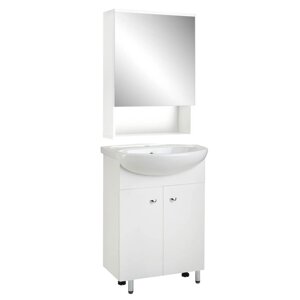 Комплект мебели: для ванной комнаты "Вега 55"зеркало-шкаф + тумба + раковина