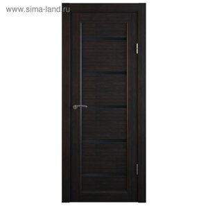 Комплект межкомнатной двери, B-1/04 Венге рифленый, Лакобель черный, 2000x600