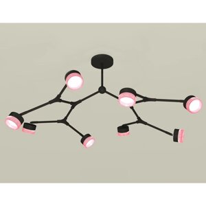 Комплект подвесного поворотного светильника с композитным хрусталём Ambrella light, Traditional DIY, XB9060200, 8хGX53, цвет чёрный песок, розовый