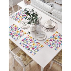 Комплект салфеток для сервировки стола «Краски цветов», прямоугольные, размер 32х46 см, 4 шт