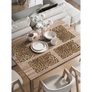 Комплект салфеток для сервировки стола «Леопардовое окружение», прямоугольные, закруглённые края, размер 30х46 см, 4 шт
