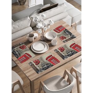 Комплект салфеток для сервировки стола «Лондон ретро», прямоугольные, закруглённые края, размер 30х46 см, 4 шт