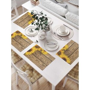 Комплект салфеток для сервировки стола «Подсолнухи на полу», прямоугольные, размер 32х46 см, 4 шт