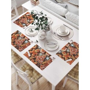 Комплект салфеток для сервировки стола «Праздничные пряники», прямоугольные, размер 32х46 см, 4 шт