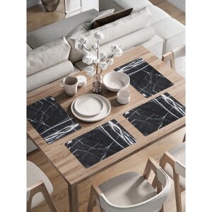 Комплект салфеток для сервировки стола «Штрихи на мраморе», прямоугольные, закруглённые края, размер 30х46 см, 4 шт