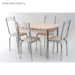 Комплект «Вегас NEW», стол 1100(1450) 700 750 мм, 4 стула, цвет дуб молочный