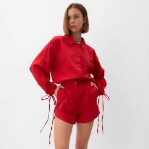 Комплект женский (блузка, шорты) MINAKU: Casual Collection, красный, размер 42