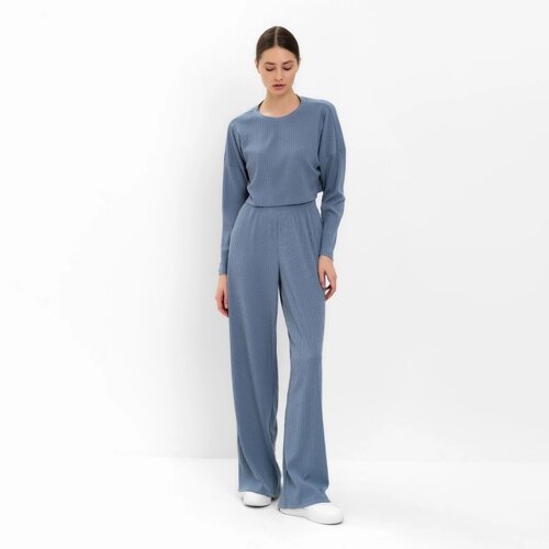Комплект женский (лонгслив, брюки) MINAKU: Casual Collection цвет серо-голубой, р-р 44