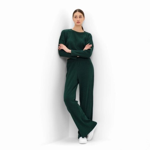 Комплект женский (лонгслив, брюки) MINAKU: Casual Collection цвет зеленый, р-р 42