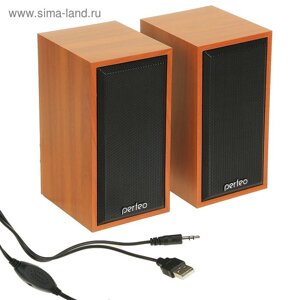 Компьютерные колонки Perfeo CABINET PF-84, 2.0, 2х3 Вт, Jack 3.5 мм, USB, дерево