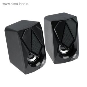 Компьютерные колонки Qumo Mask AS004, 2.0, 2х5 Вт, Jack 3.5 мм, USB, RGB подсветка, черные