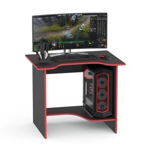 Компьютерный стол «КСТ-03», 900 670 740 мм, цвет чёрный / красная кромка
