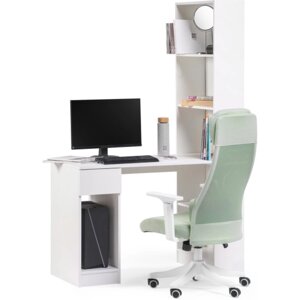 Компьютерный стол Лайт 10.01 ЛДСП, белый 58,2x115,3x179 см