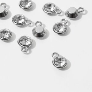 Концевик-подвеска «Круг» малый 1,30,90,8 см, набор 10 шт. цвет белый в серебре