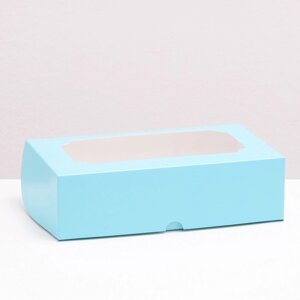 Кондитерская коробка складная под зефир , голубой, 25 х 15 х 7 см