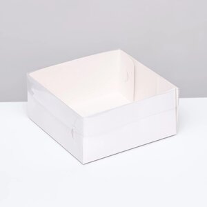 Кондитерская упаковка, белая с PVC крышкой, 17 х 17 х 8 см
