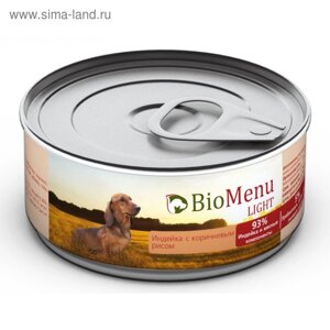 Консервы BioMenu LIGHT для собак индейка с коричневым рисом 93%мясо , 100гр