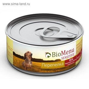 Консервы BioMenu SENSITIVE для собак Перепелка 95%мясо , 100гр