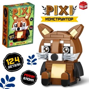 Конструктор блочный «PIXI. Енот», животные, мини блоки, 124 детали