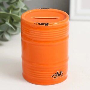 Копилка керамика "Оранжевая бочка" 6,5х6,5х9 см
