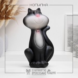 Копилка "Кот" черный с бантиком 28х15х11см