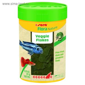 Корм Sera Flora Nature для рыб, растительный, в хлопьях, 100 мл, 22 г