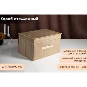 Короб стеллажный для хранения с крышкой Доляна «Гусиная лапка», 403025 см, цвет бежевый