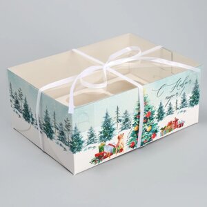 Коробка для капкейка «С Новым годом», ёлка, 23 16 10 см