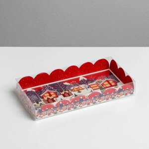 Коробка для кондитерских изделий с PVC крышкой «Карусель», 10.5 21 3 см