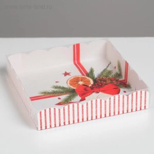 Коробка для кондитерских изделий с PVC крышкой «С Новым годом!15 х 15 х 3 см