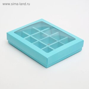 Коробка для конфет, 12 шт, голубая, 19 х 15 х 3,5 см