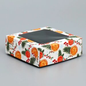 Коробка для конфет «Апельсины», 10.5 х 10.5 х 3.5 см