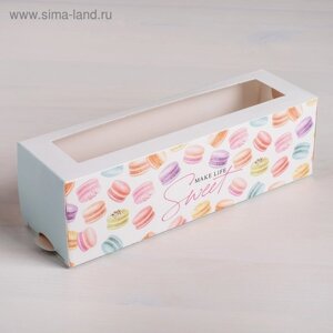 Коробка для макарун, кондитерская упаковка «Make life sweet», 18 х 5.5 х 5.5 см
