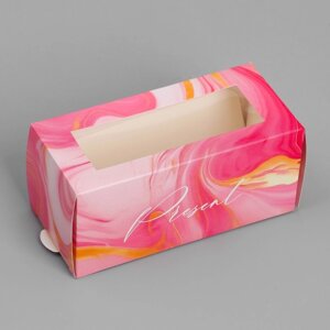 Коробка для макарун, кондитерская упаковка «Мрамор», 12 х 5.5 х 5.5 см